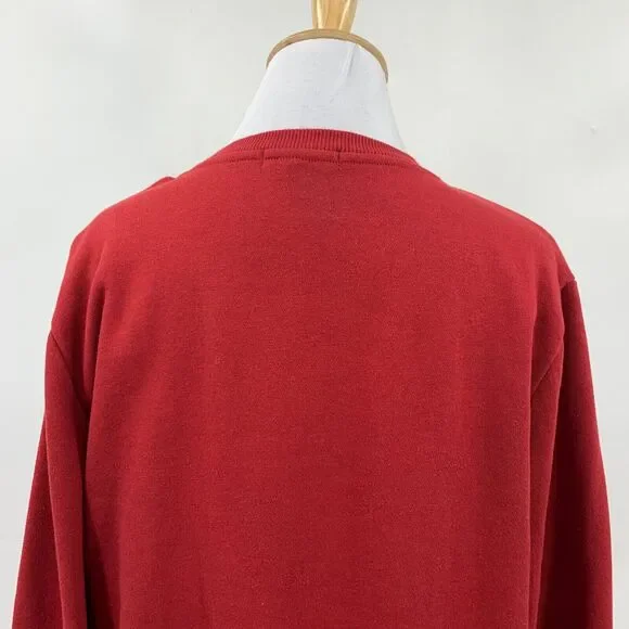 True Religion Sweatshirt Womens Medium Rich Red Fleece Long Sleeve Crew Neck - Picture 6 of 13